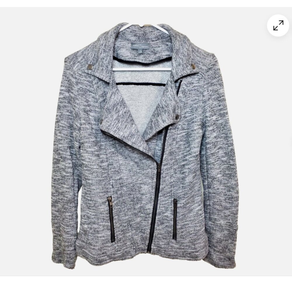 Market & Spruce Women's Gray Jacket M Long-Sleeved Zippered Pockets Collared